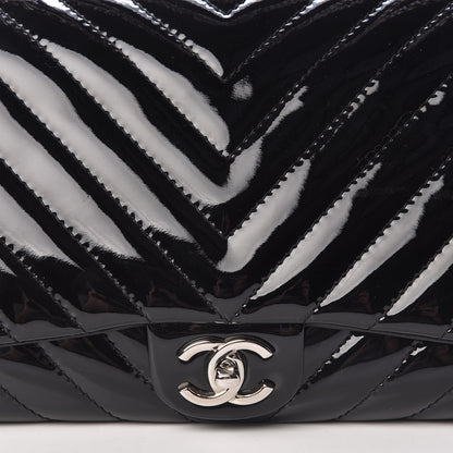 Chanel Patent Chevron Quilted Accordion Flap Black 8 of 10