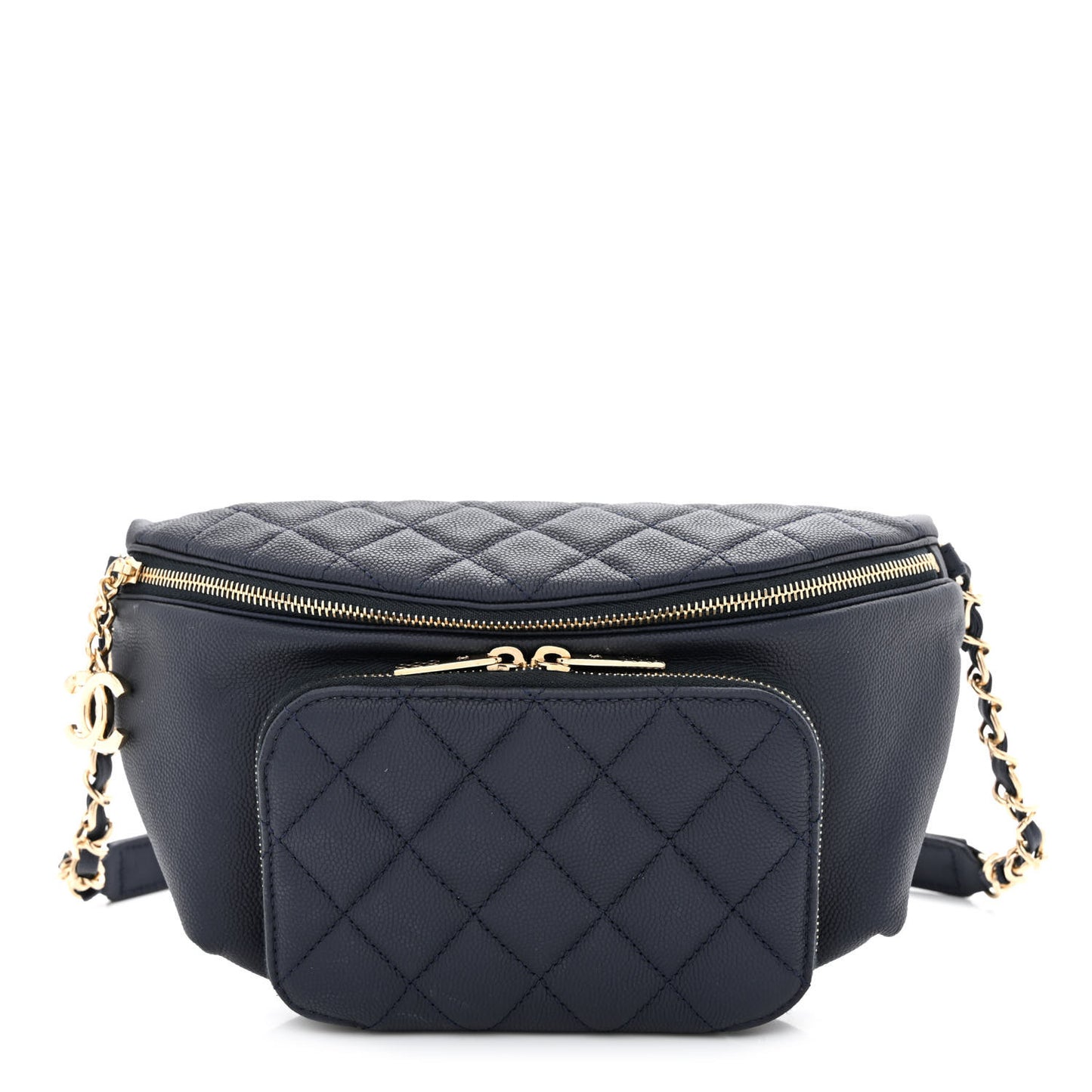Caviar Quilted Business Affinity Waist Belt Bag Navy