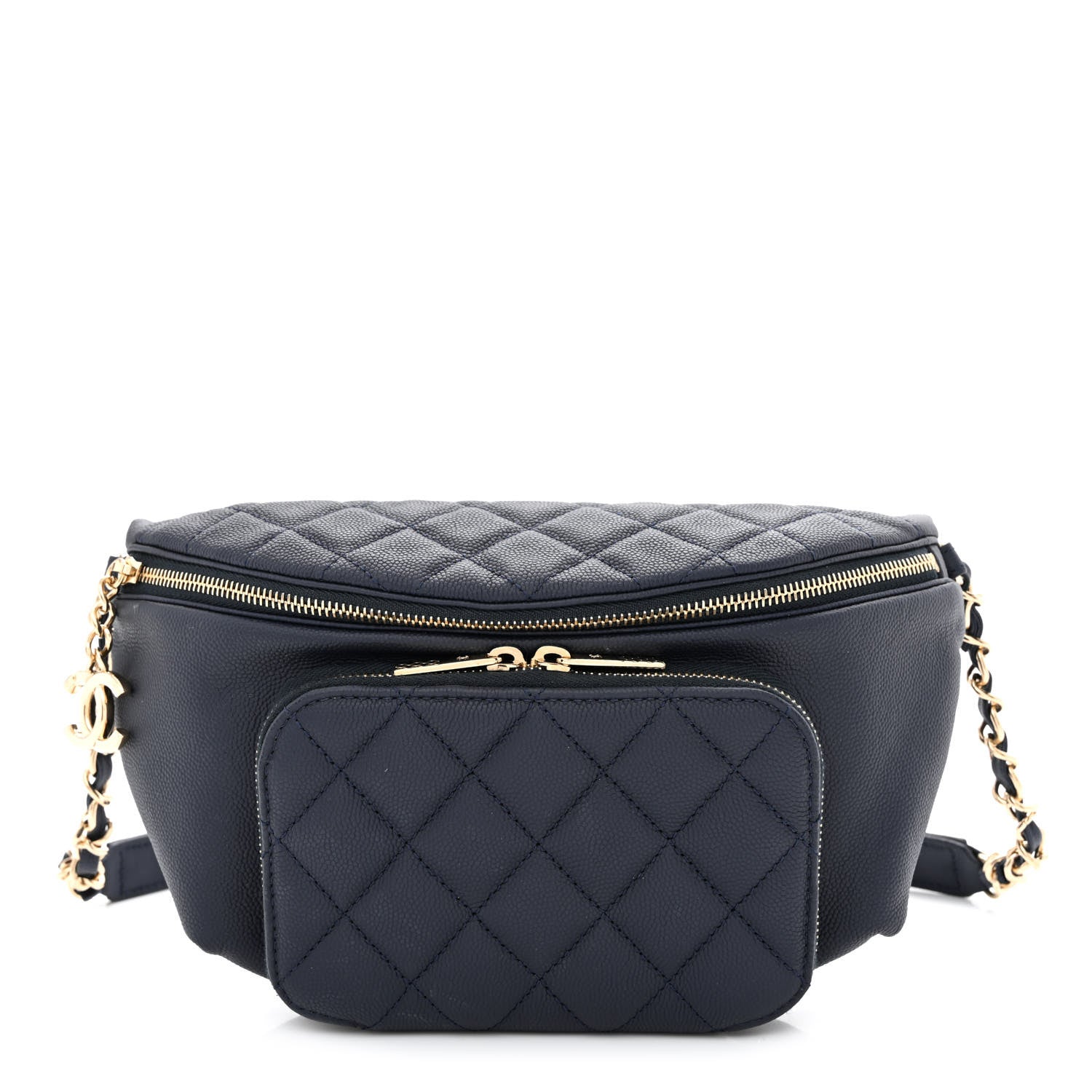 Chanel Caviar Quilted Business Affinity Waist Belt Bag Navy 1 of 10