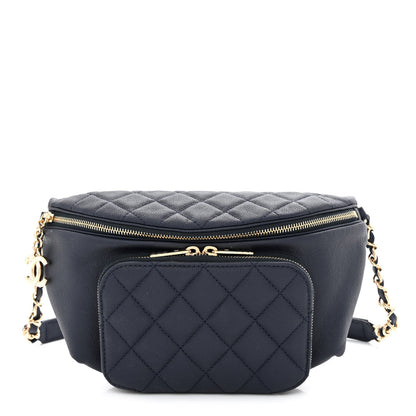 Chanel Caviar Quilted Business Affinity Waist Belt Bag Navy 1 of 10