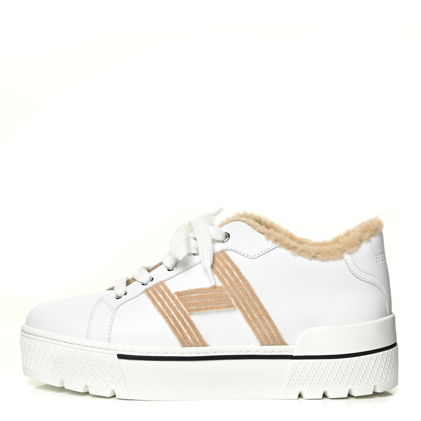 Calfskin Woolskin Dare Sneakers 37 White Ecru