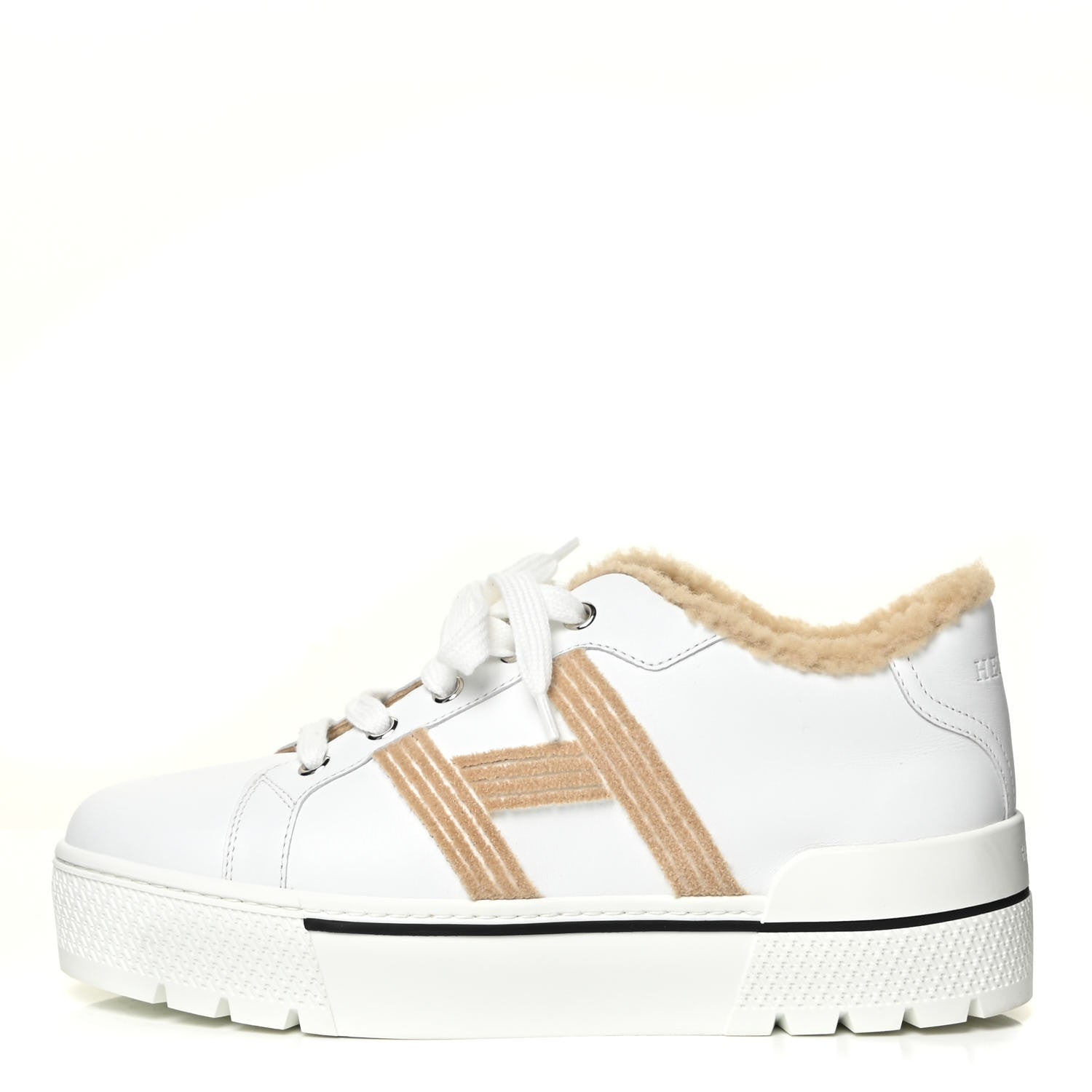 Hermes Calfskin Woolskin Dare Sneakers 37 White Ecru 1 of 14