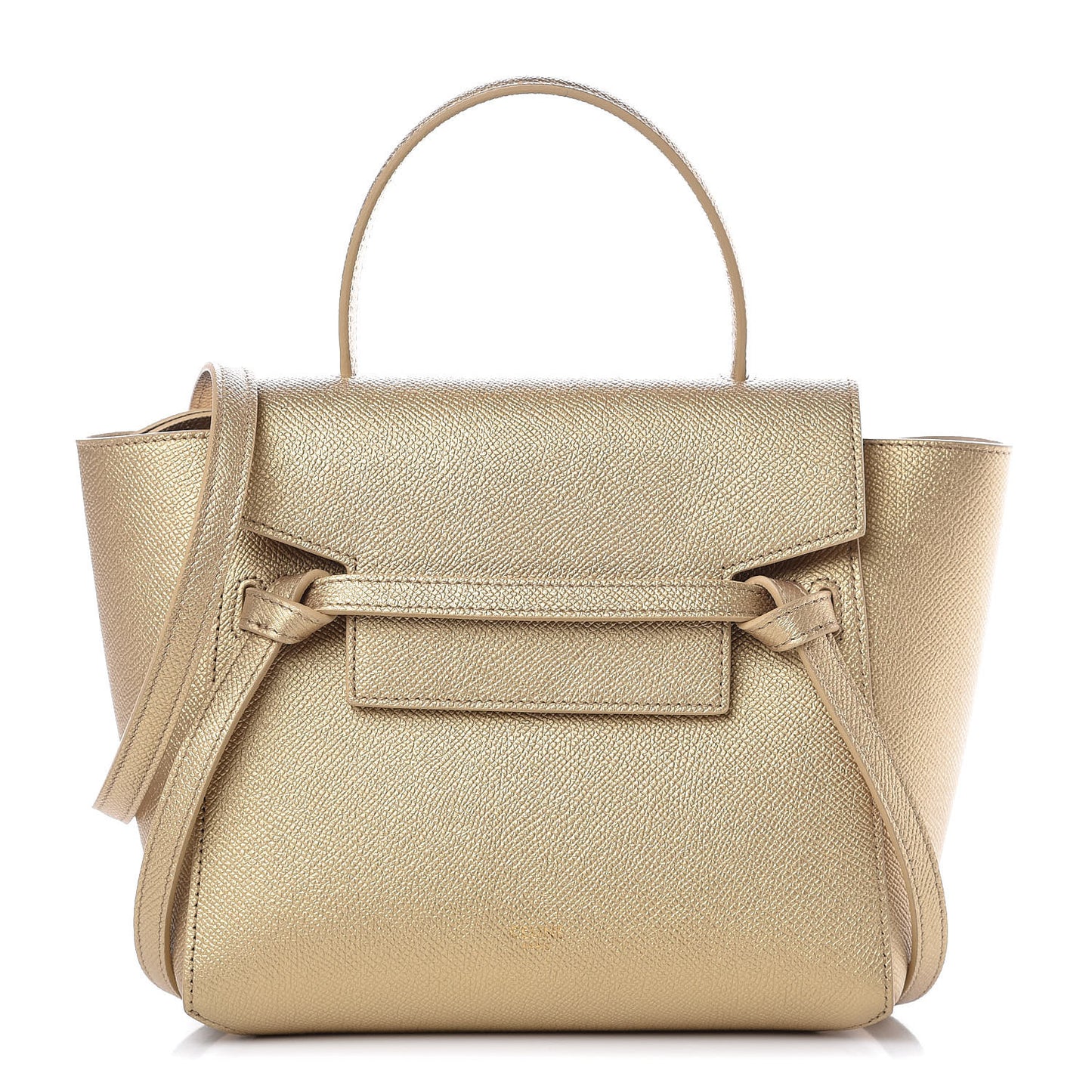 Laminated Calfskin Nano Belt Bag Gold