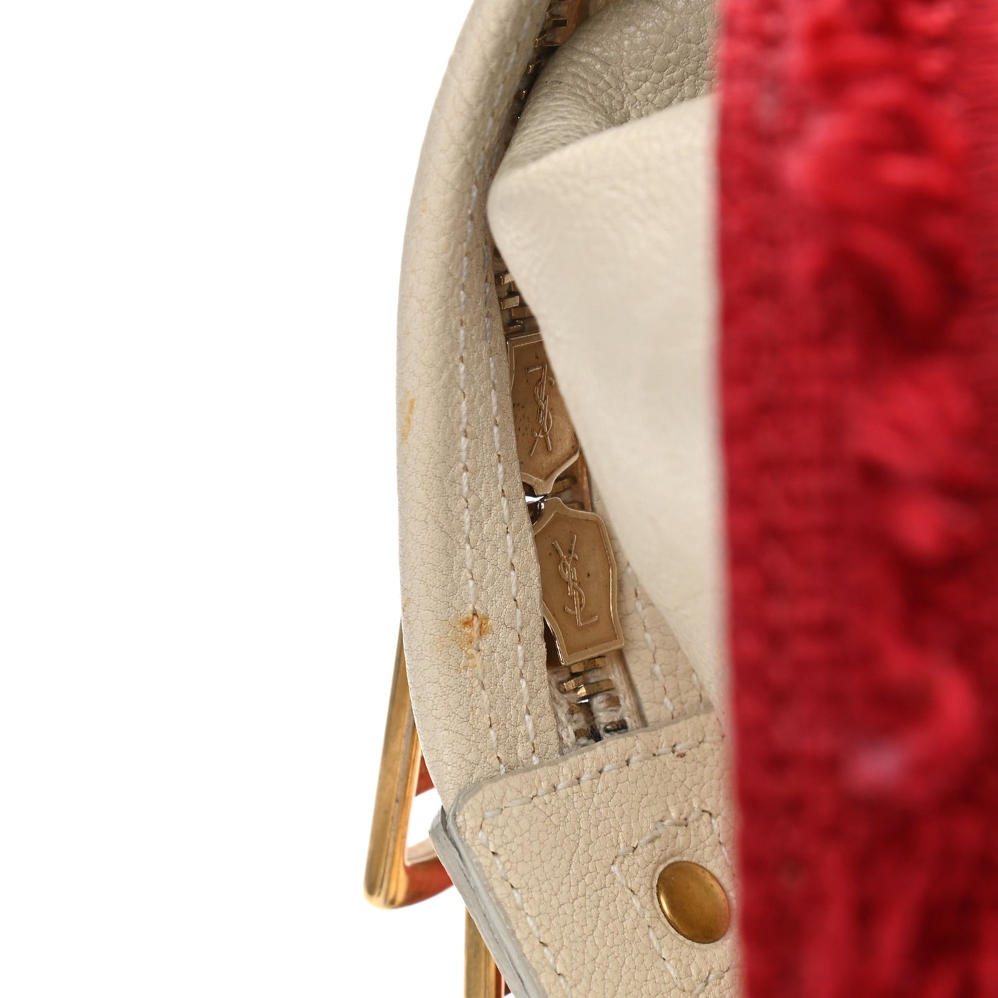 Linen Sheepskin Large Cabas ChYc Tote Red
