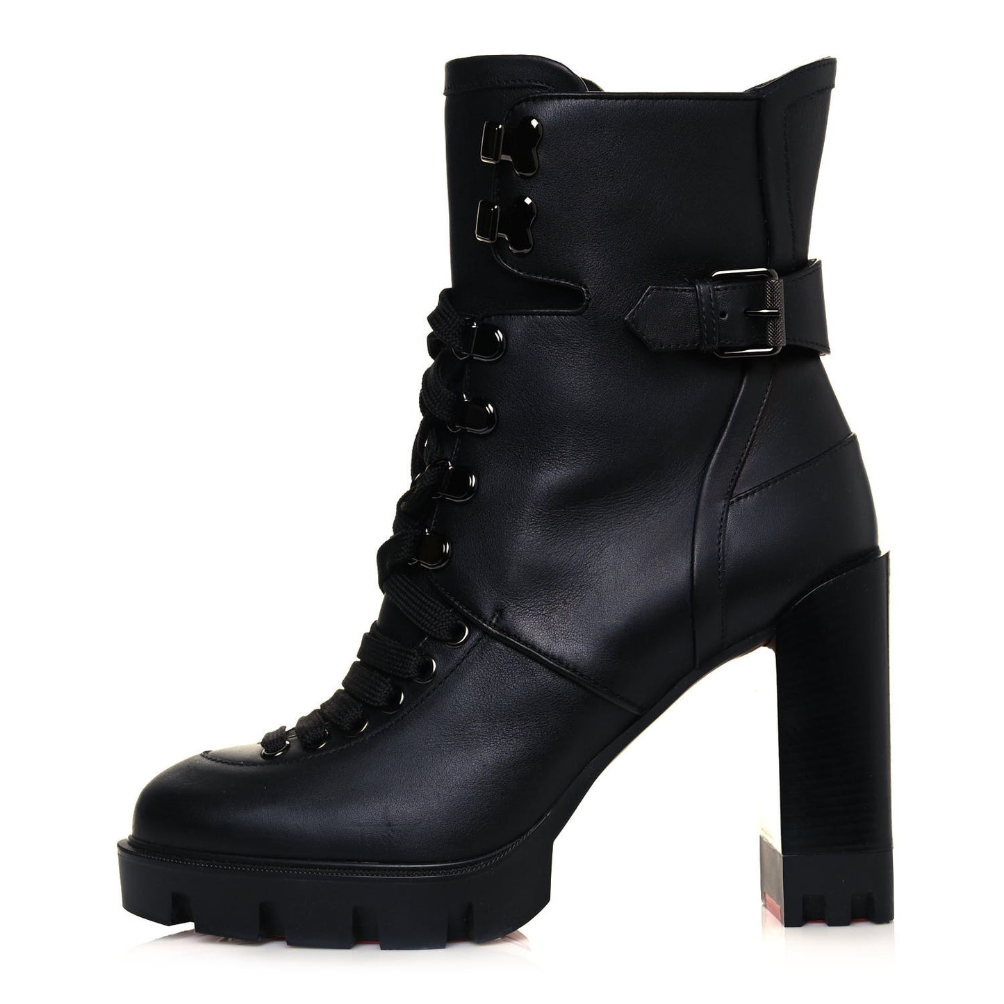 Calfskin Macademia 100 Combat Boots 38 Black