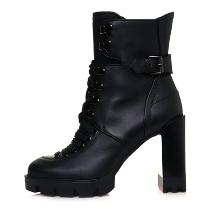 Christian Louboutin Calfskin Macademia 100 Combat Boots 38 Black 1 of 6