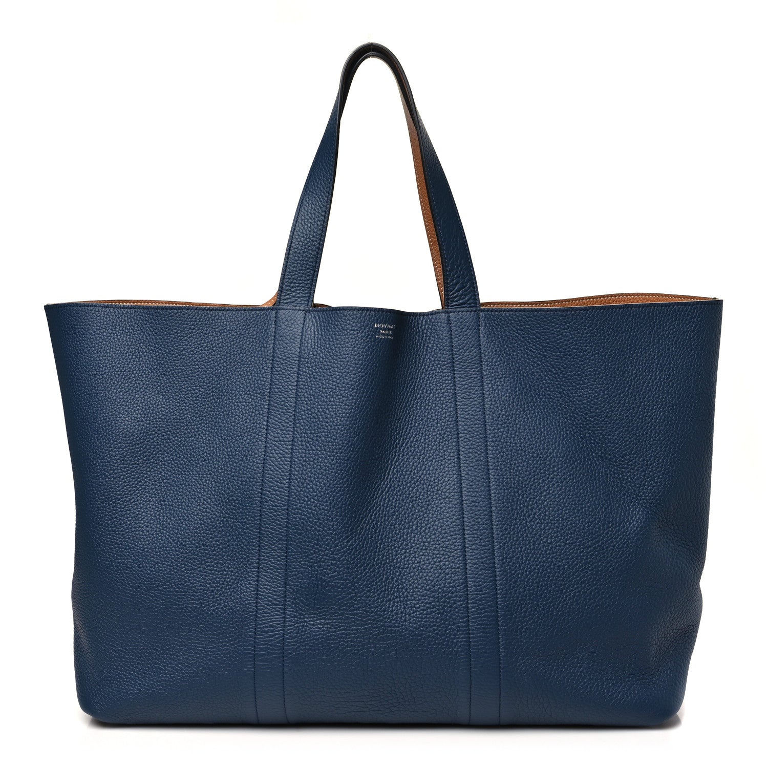 Moynat Taurillon Gex Calfskin Duo Reversible Tote GM Bleu Acier Canelle 1 of 16