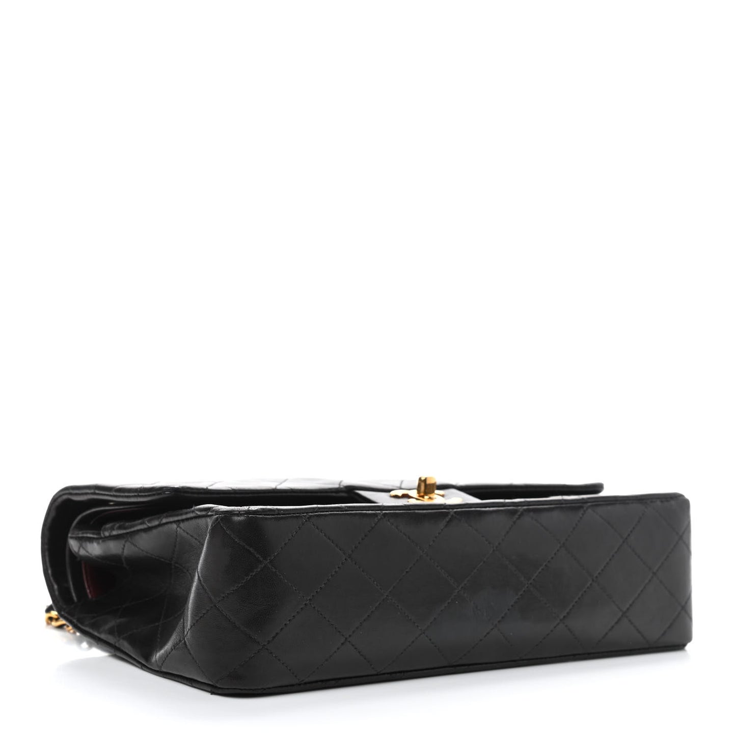 Lambskin Quilted Medium Double Flap Black