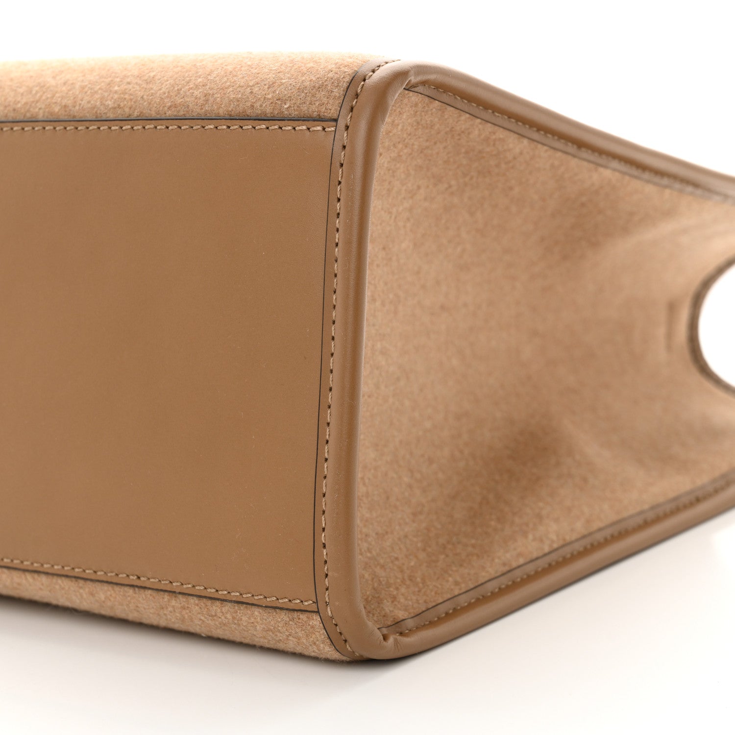 Fendi Flannel Vitello King Wool Plexiglass FF Logo Embroidered Medium Fendi Sunshine Shopper Tote Brown 10 of 10