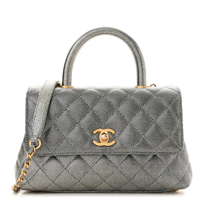 Chanel Metallic Caviar Quilted Mini Coco Handle Flap Silver 1 of 10