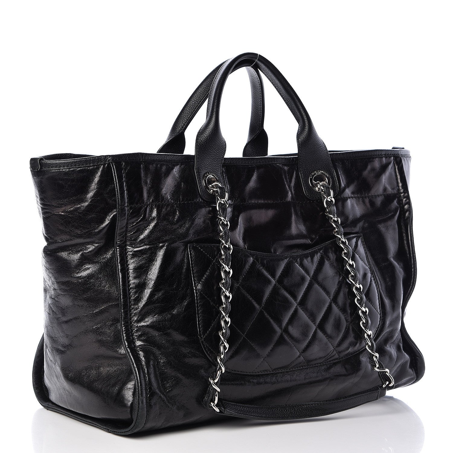 Chanel Glazed Calfskin Large Deauville Tote Black 3 of 17