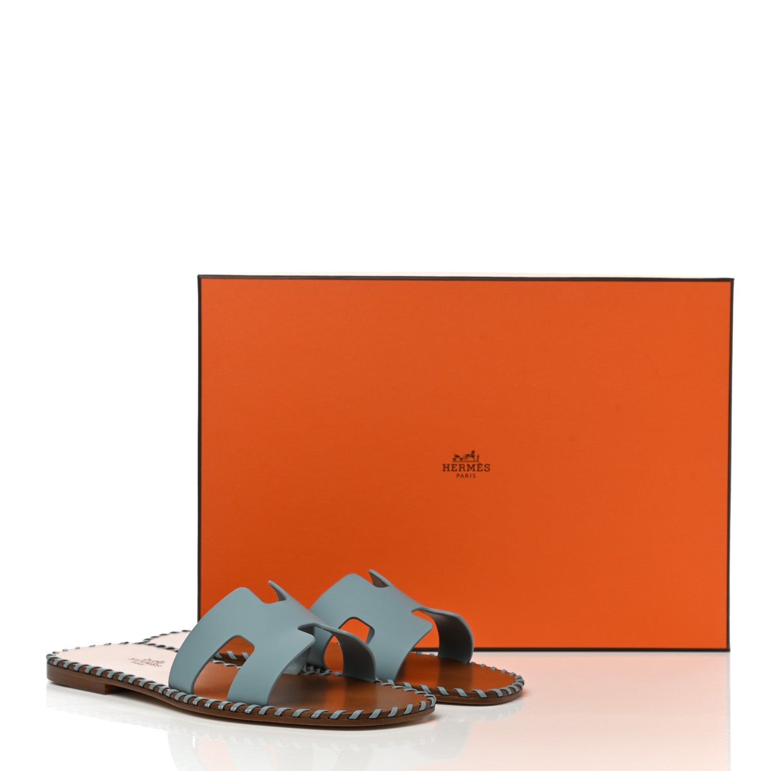 Hermes Box Calfskin Braided Oran Sandals 38 Vert D'Eau 9 of 9