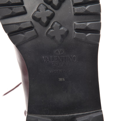 Valentino Garavani Calfskin Suede Soul Rockstud Combat Boots 39.5 Rubino 5 of 6