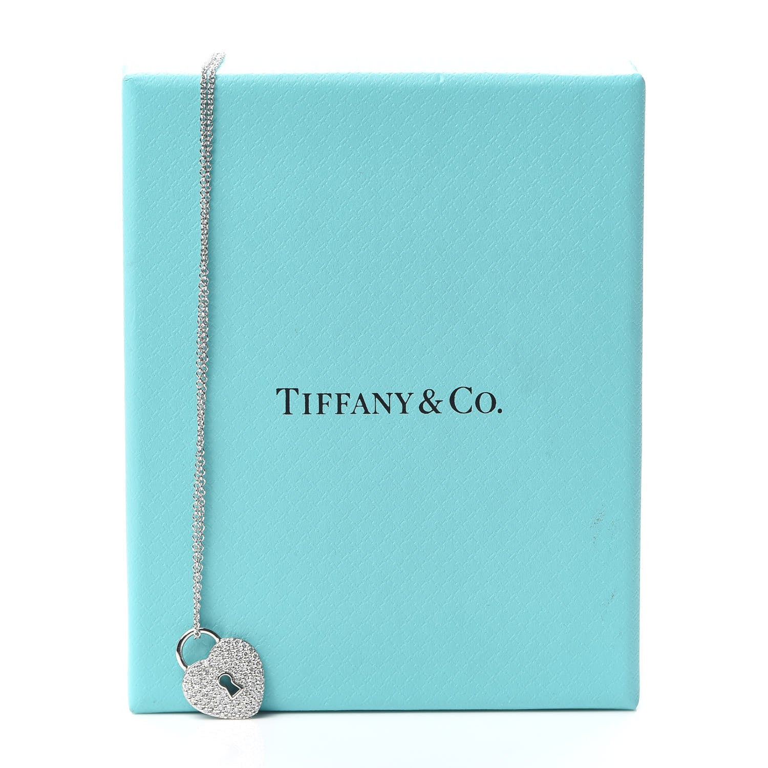 Tiffany Platinum Diamond Small Heart Lock Pendant Necklace 6 of 6