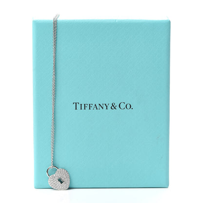 Tiffany Platinum Diamond Small Heart Lock Pendant Necklace 6 of 6
