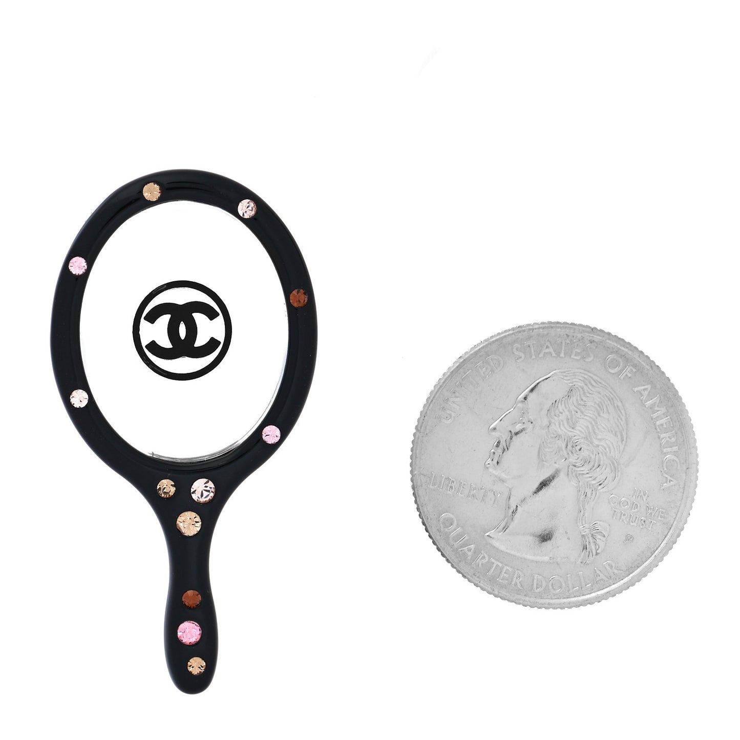 Resin Crystal Vanity Mirror Pin Brooch Black