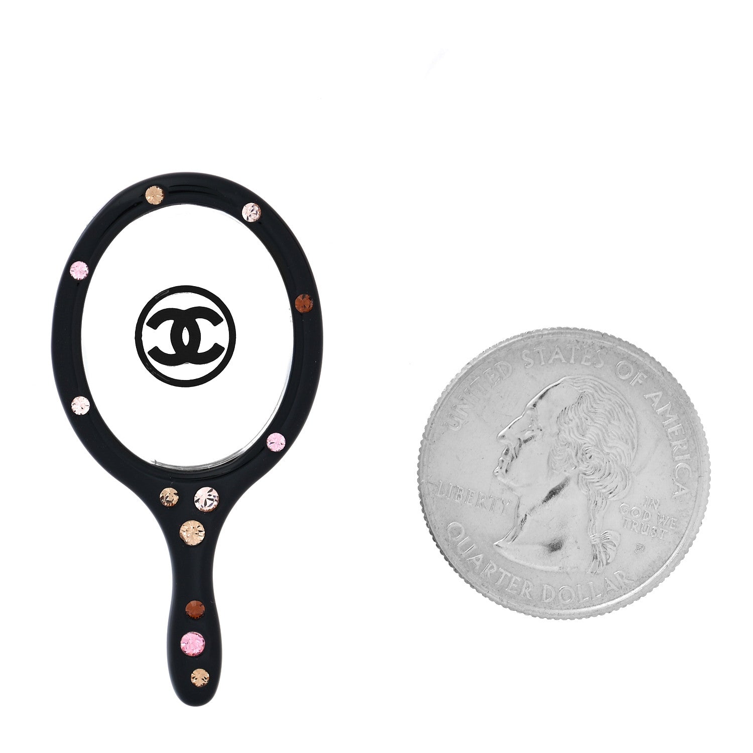 Chanel Resin Crystal Vanity Mirror Pin Brooch Black 2 of 4