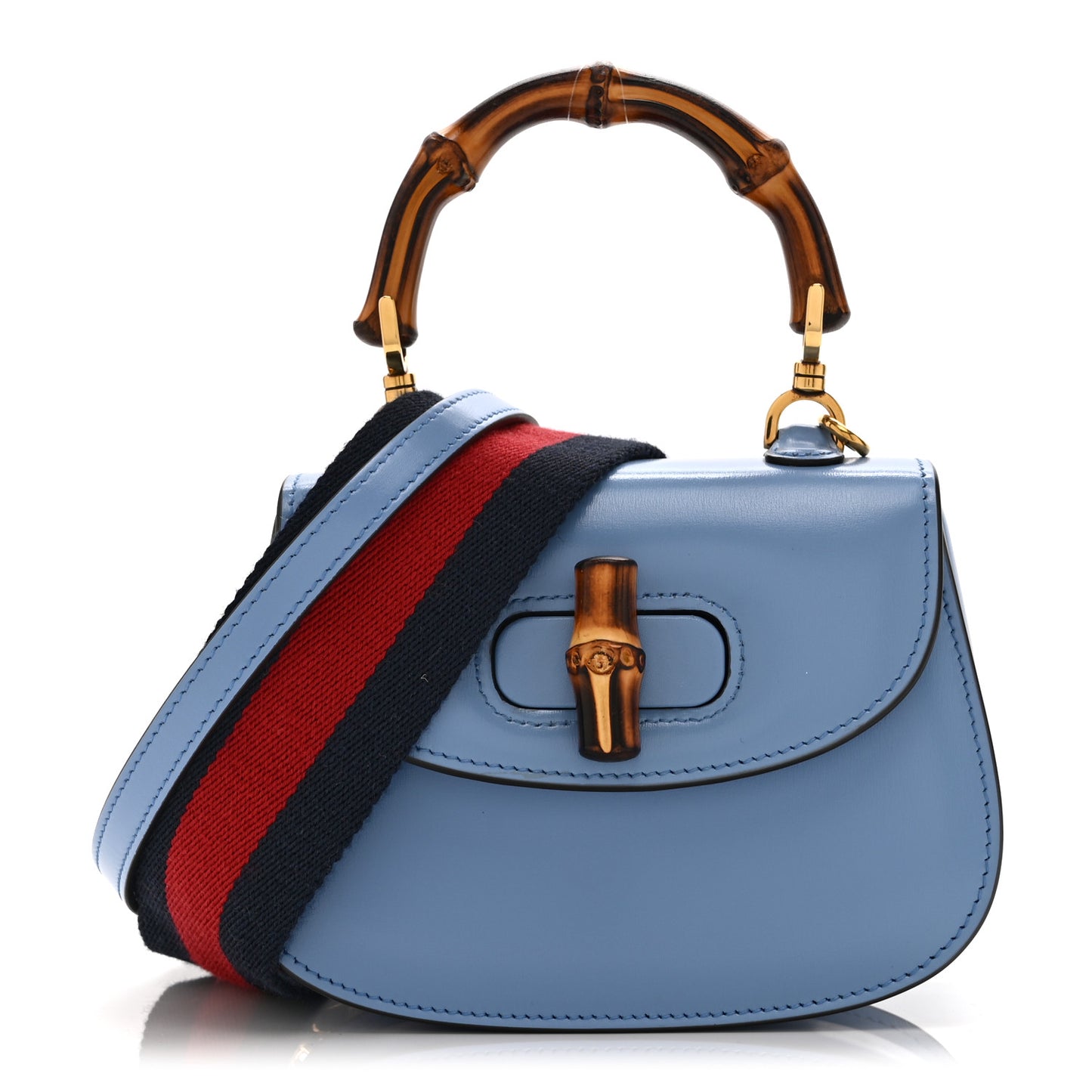 Boarded Dyana Lux Calfskin Web Mini Bamboo 1947 Top Handle Bag Blue