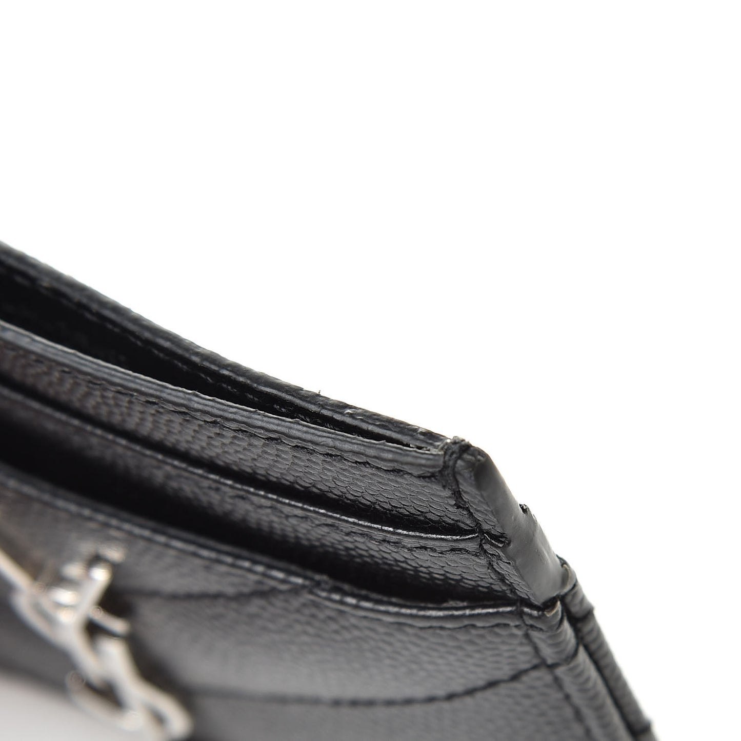 Grain De Poudre Matelasse Chevron Monogram Credit Card Case Black