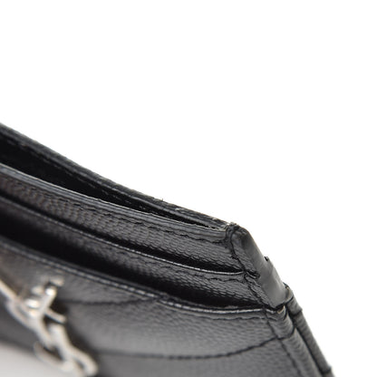 Saint Laurent Grain De Poudre Matelasse Chevron Monogram Credit Card Case Black 10 of 12