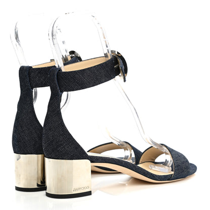 Jimmy Choo Denim Jaimie Ankle Strap Sandals 40 Indigo 4 of 9