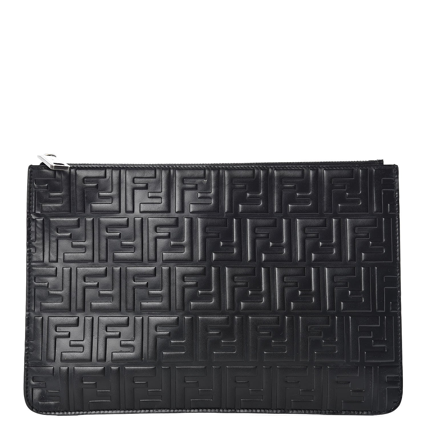 Fendi Vitello Grace FF 1974 Embossed Pouch Black 1 of 10
