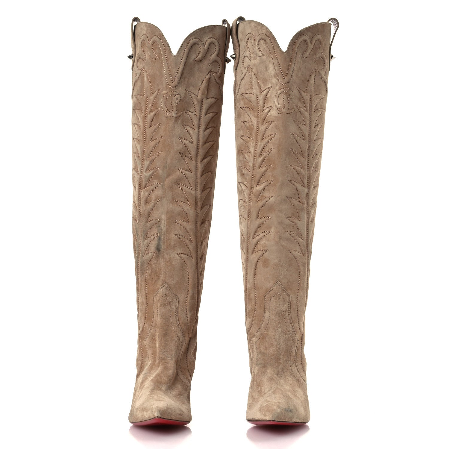 Christian Louboutin Veau Velours Santia Botta 85 Tall Boots 41.5 Lionne 3 of 14