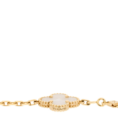 Van Cleef & Arpels 18K Yellow Gold Mother of Pearl 5 Motifs Vintage Alhambra Bracelet 4 of 6