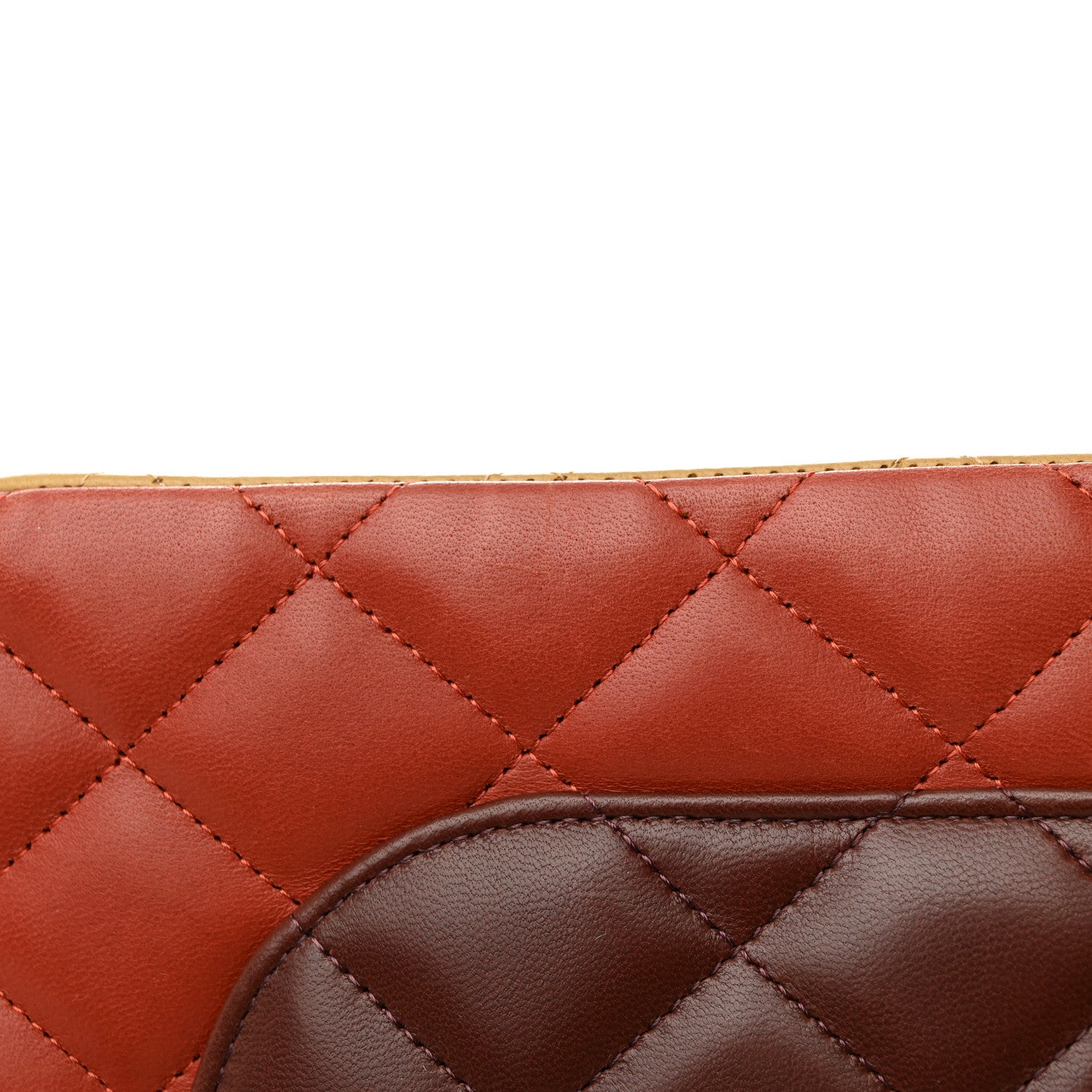Chanel Lambskin Quilted Tri-Color Jumbo Double Flap Orange Burgundy Yellow 14 of 14