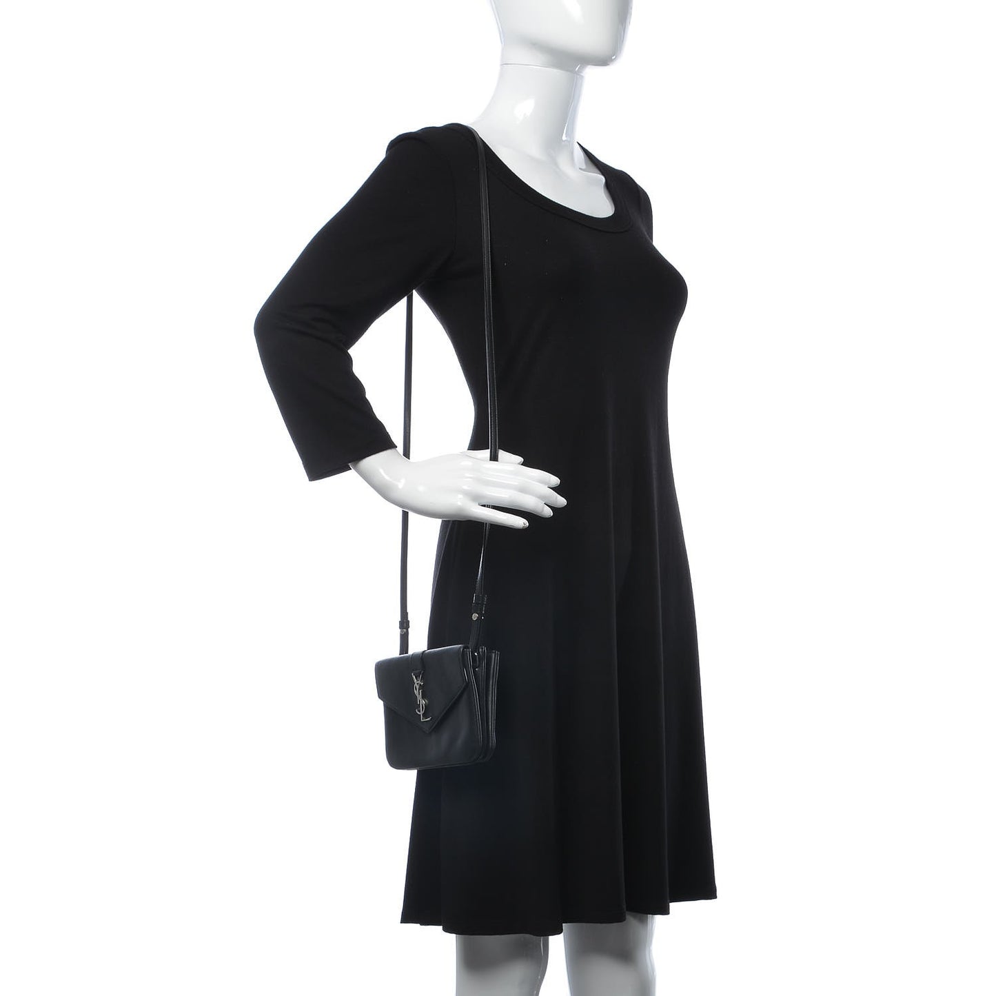 Calfskin Monogram Tri Pocket Crossbody Bag Black
