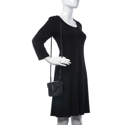 Saint Laurent Calfskin Monogram Tri Pocket Crossbody Bag Black 2 of 11