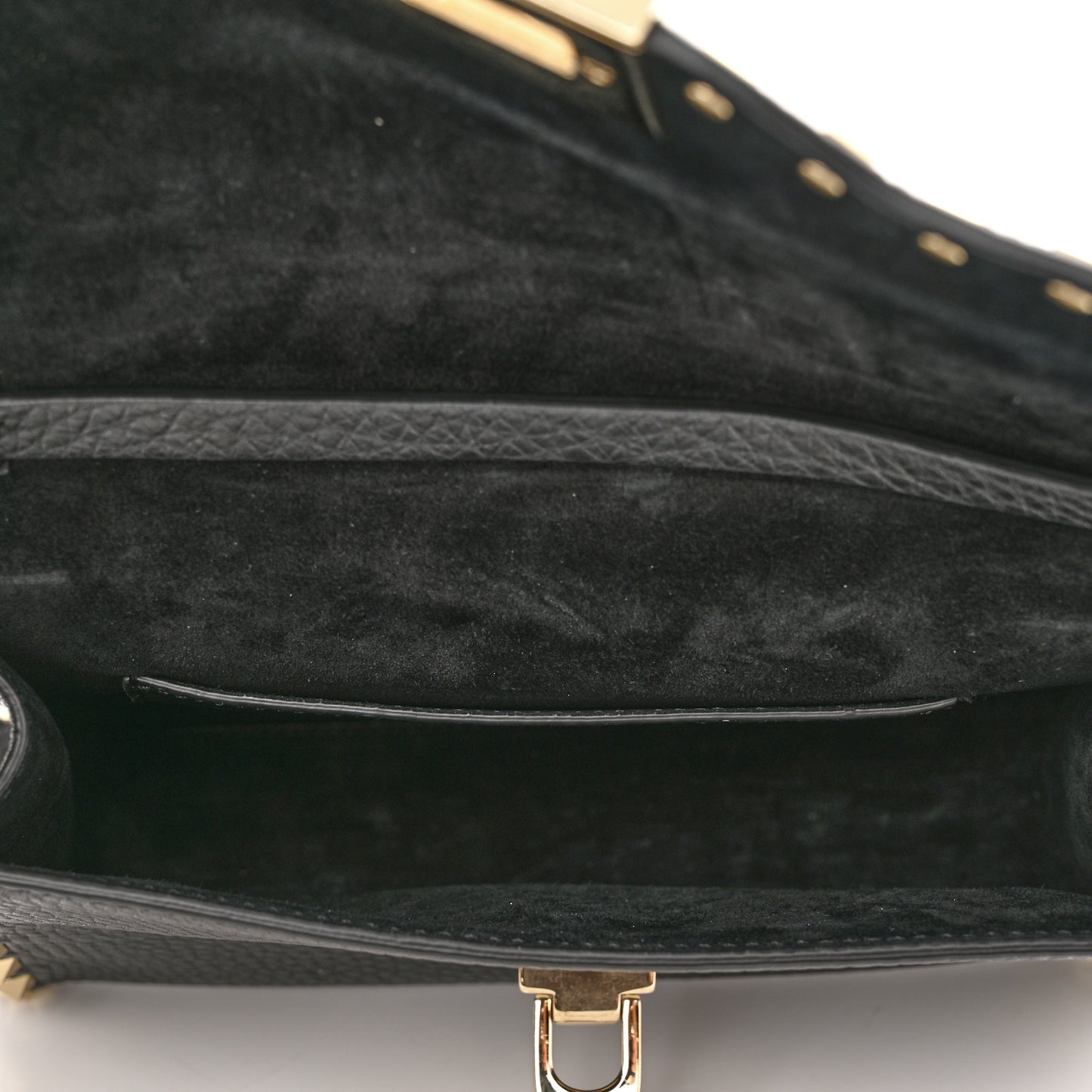 Pebbled Calfskin Medium Rockstud Flip Lock Crossbody Bag Black