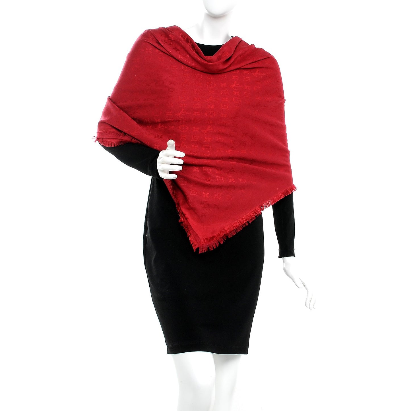 Silk Wool Monogram Shawl Pomme D'Amour