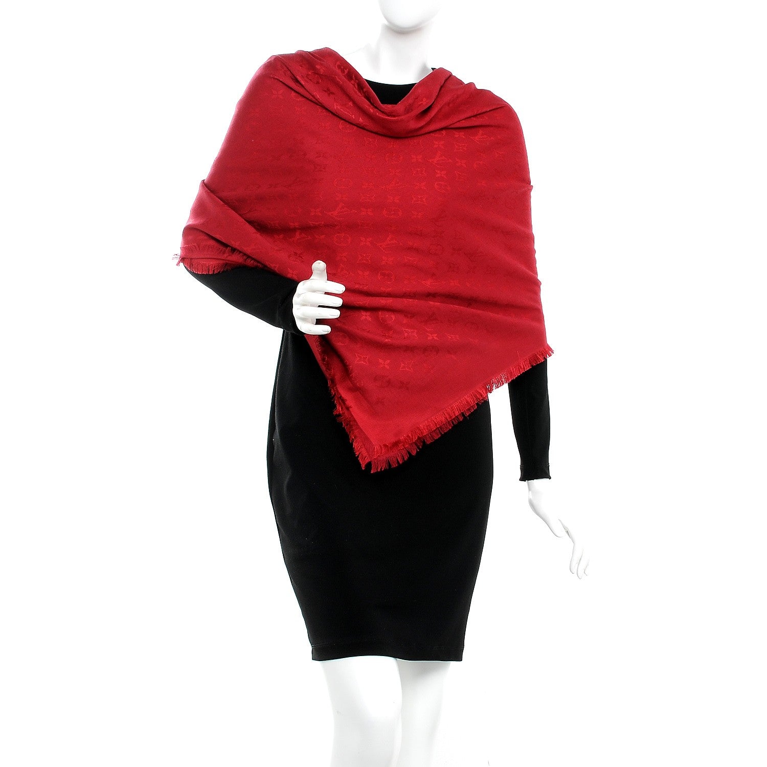 Louis Vuitton Silk Wool Monogram Shawl Pomme D'Amour 2 of 4