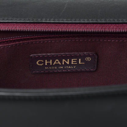Chanel Calfskin Caviar Suede Chevron New Medium Boy Flap Black 6 of 9