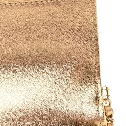 Chanel Hammered Metallic Calfskin Quilted Wallet On Chain WOC Gold 12 of 13