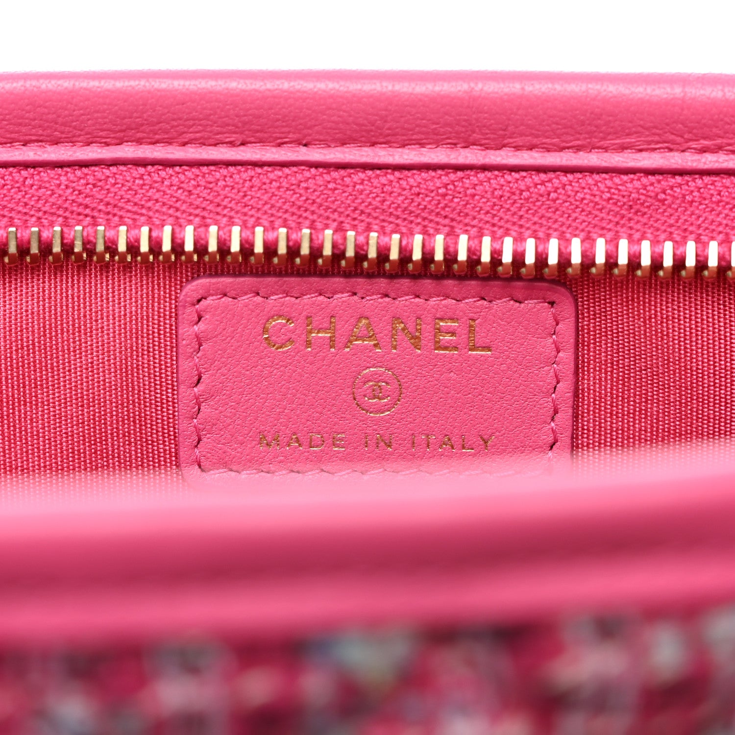 Chanel Tweed PVC Lambskin Wristlet Pouch Pink 6 of 9