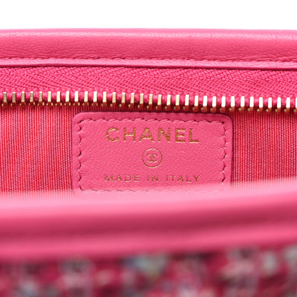 Chanel Tweed PVC Lambskin Wristlet Pouch Pink 6 of 9
