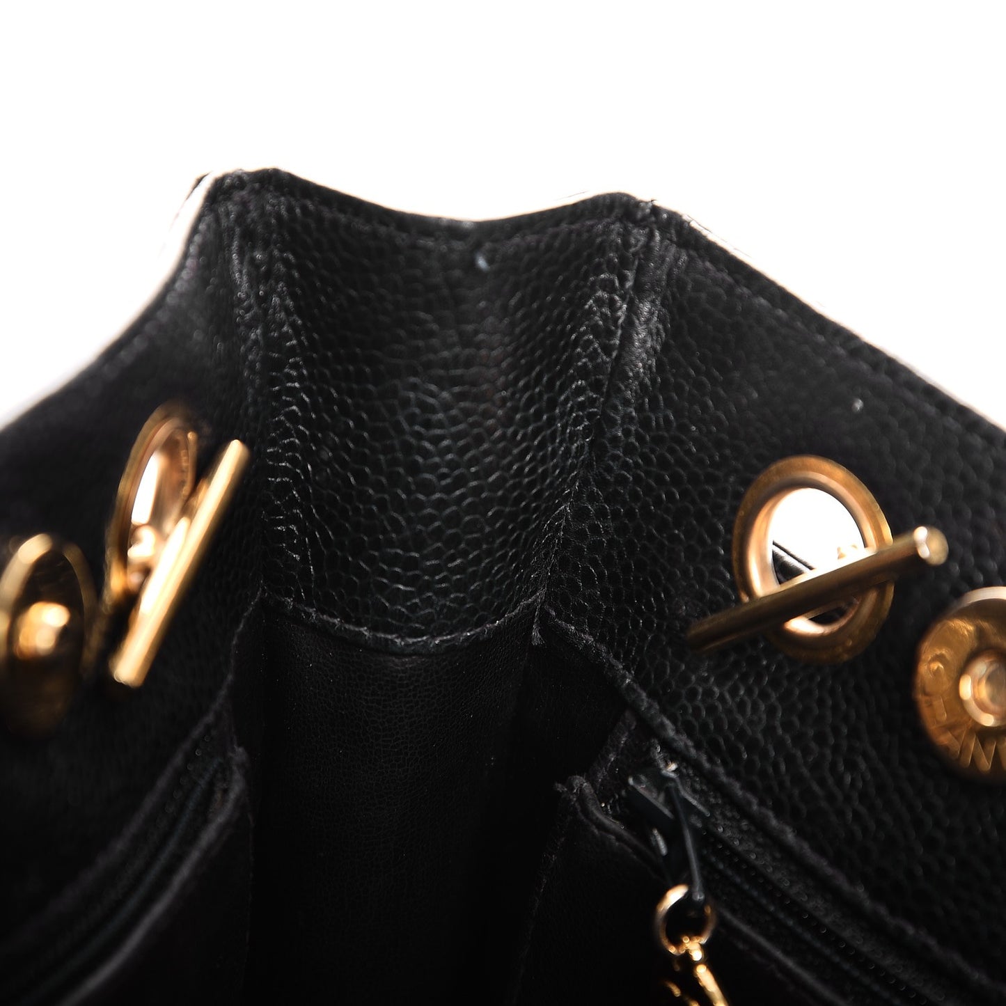 Caviar Flap Shoulder Bag Navy