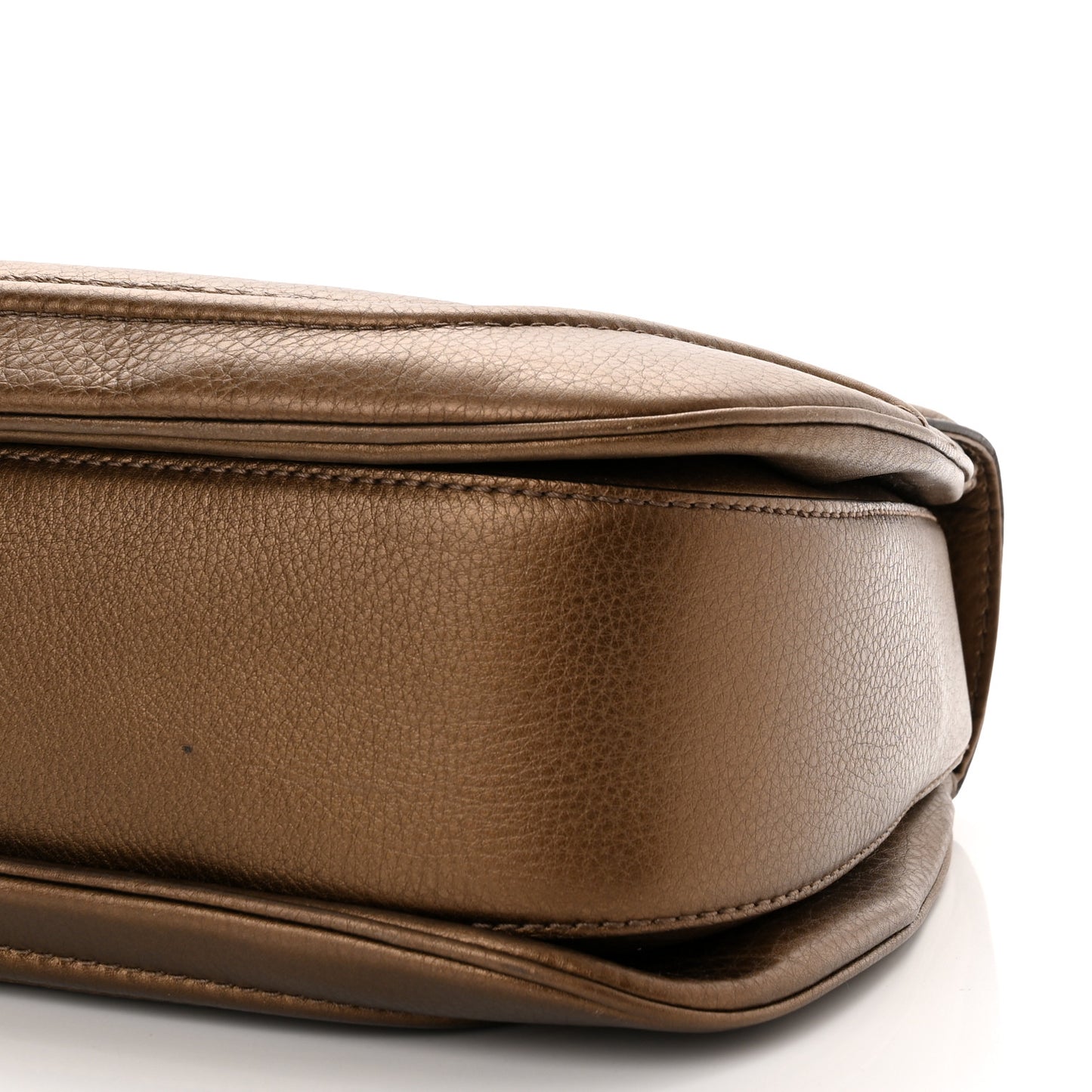 Metallic Calfskin Large New Bamboo Top Handle Bag Bronze