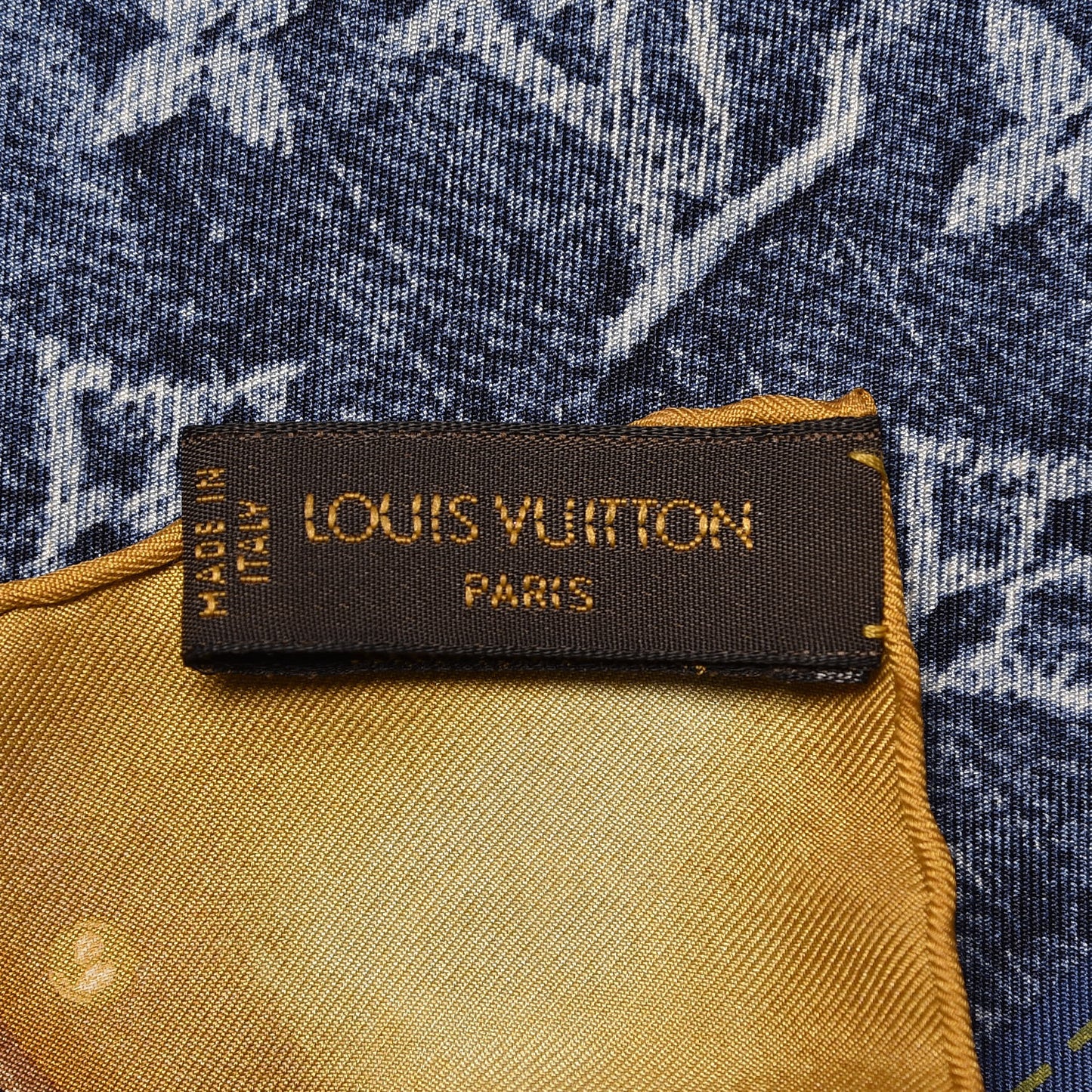 Silk Monogram Denim Bandana Scarf Blue
