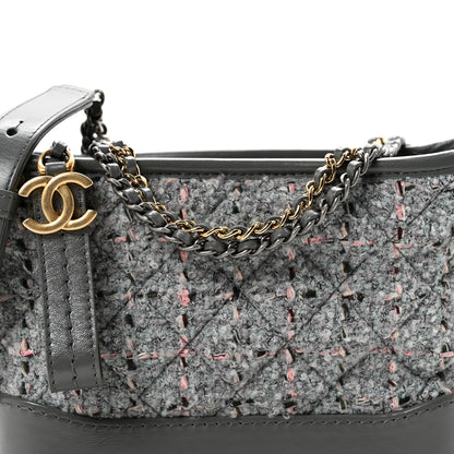 Chanel Tweed Calfskin Quilted Small Gabrielle Hobo Grey 8 of 10