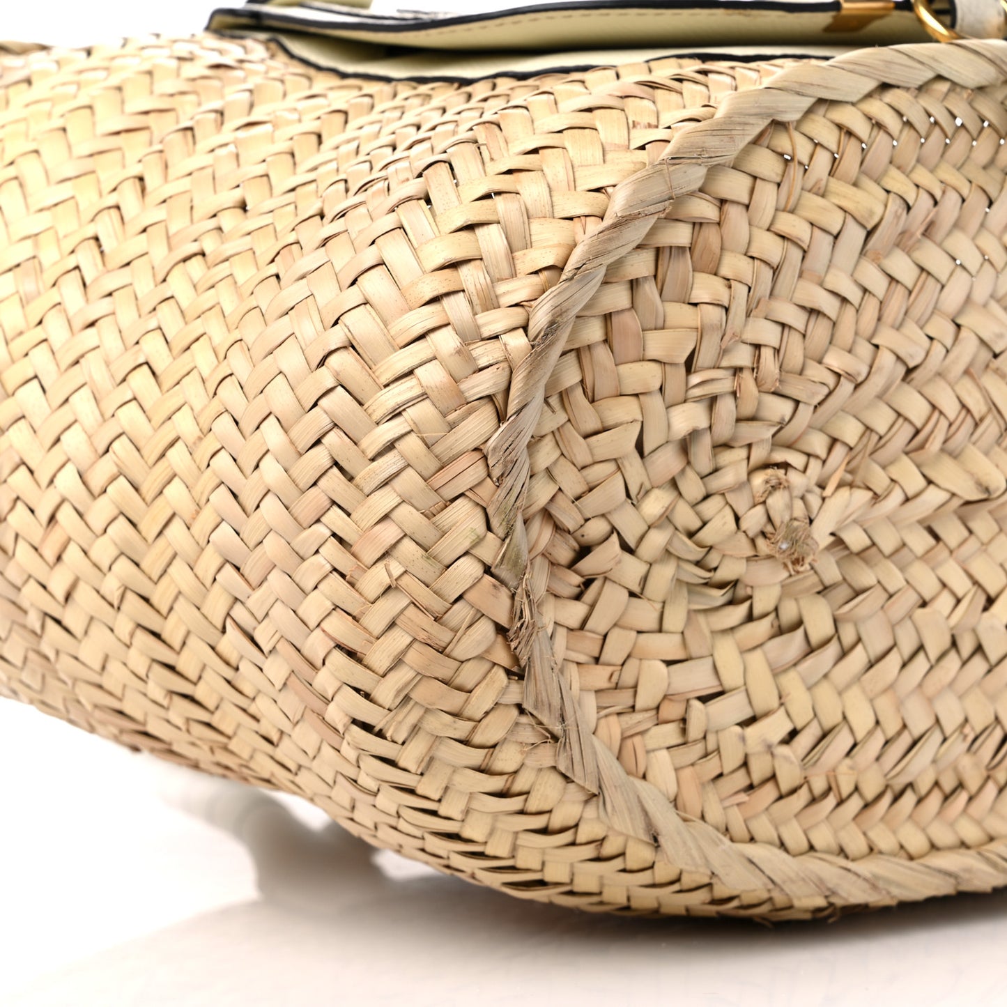 Raffia Small Grain Calfskin Medium Marcie Basket White