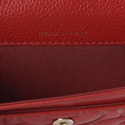 Chanel Caviar Camellia Embossed Card Holder Wallet Red 7 of 9