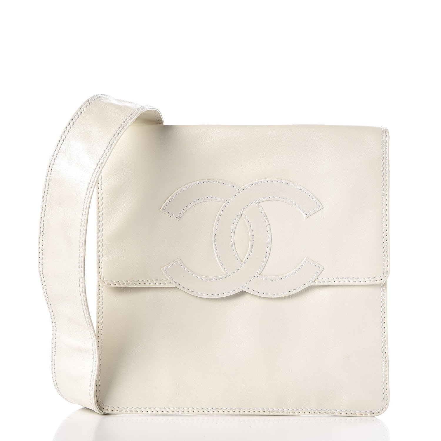 Chanel Calfskin CC Crossbody White 1 of 14