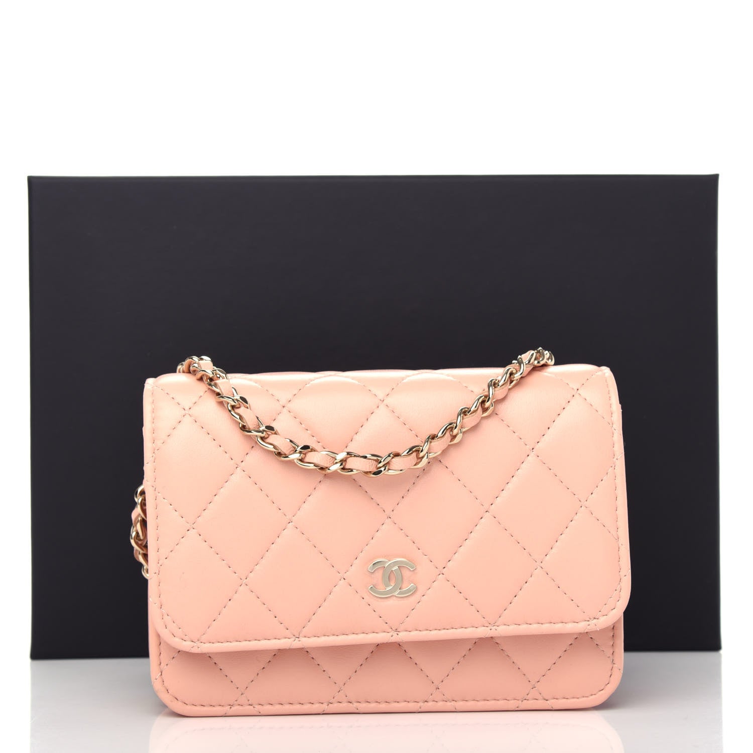Chanel Lambskin Quilted Mini Wallet On Chain WOC Light Pink 11 of 11