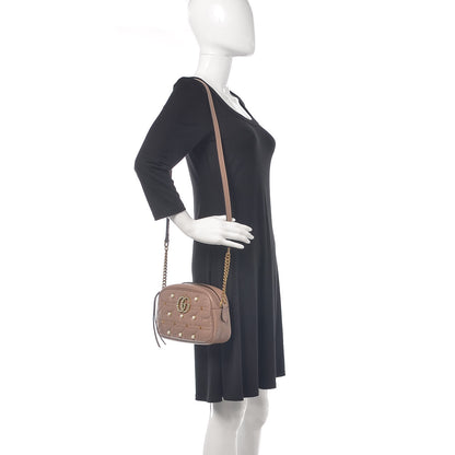 Gucci Calfskin Matelasse Studded Small Pearly GG Marmont Chain Shoulder Bag Porcelain Rose 2 of 10