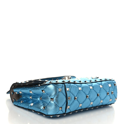 Valentino Garavani Metallic Nappa Small Rockstud Spike Shoulder Bag Cerulean 4 of 9