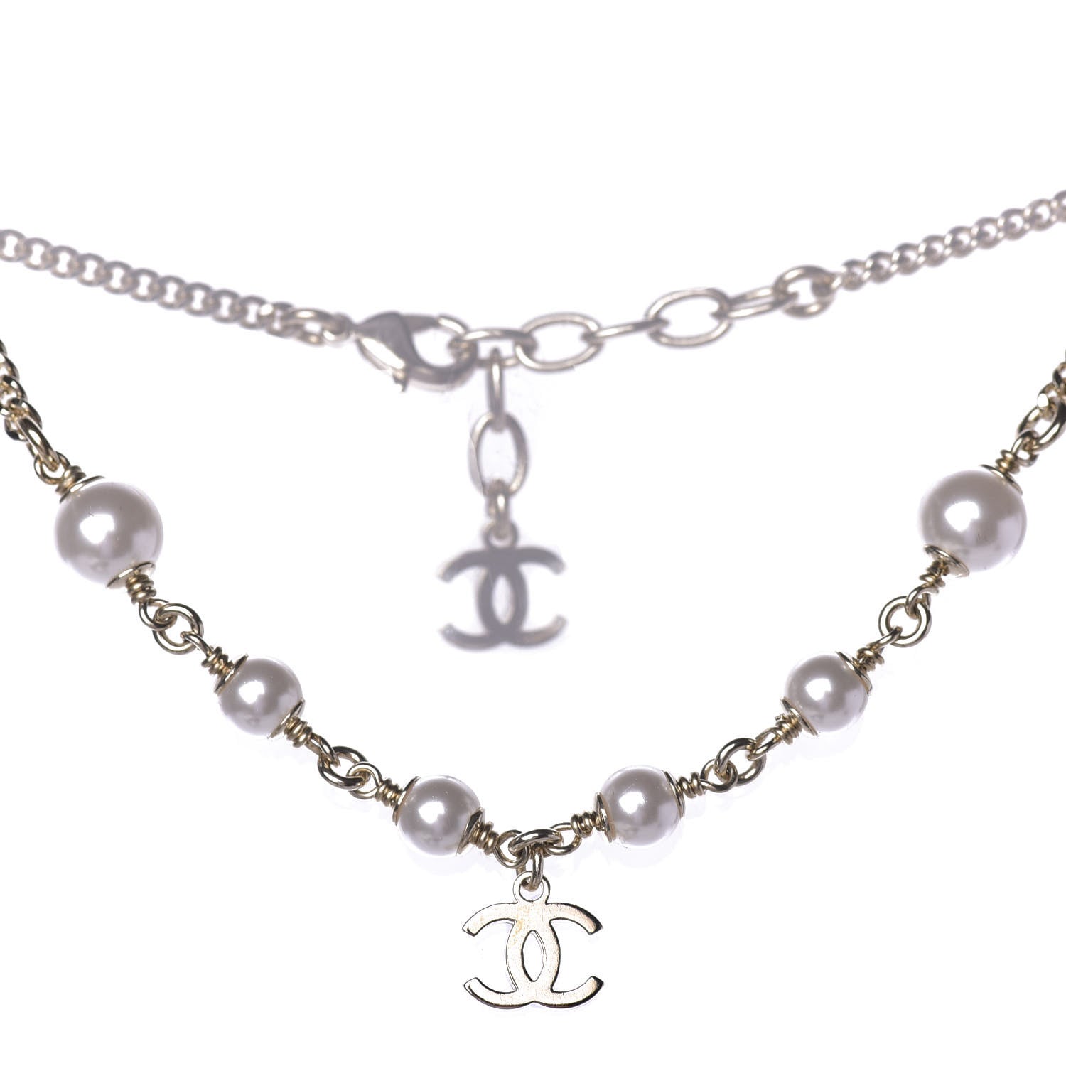 Chanel Pearl CC Chain Anklet Gold Pearly White 2 of 6