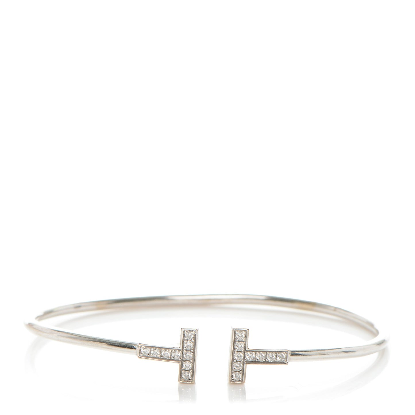 18K White Gold Diamond T Wire Bracelet